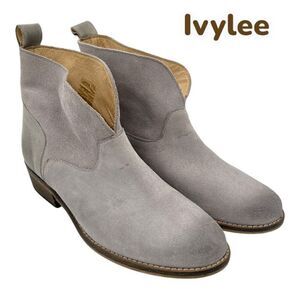 Ivylee Women's Round Toe Suede Copenhagen Ankle Boots Light Gray Size 36